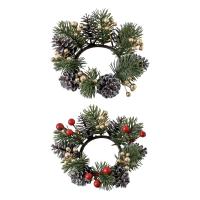 Anillo De Vela Navideño Con Bayas Adorno Para Wreath De Navidad Decoración Para Mesa Centro De Fiesta Café Bar Material Artificial - details 0