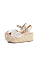 Lyla Wang alpargatas doradas con cuña de espartos con plataforma con plantilla acolchada. - details 8