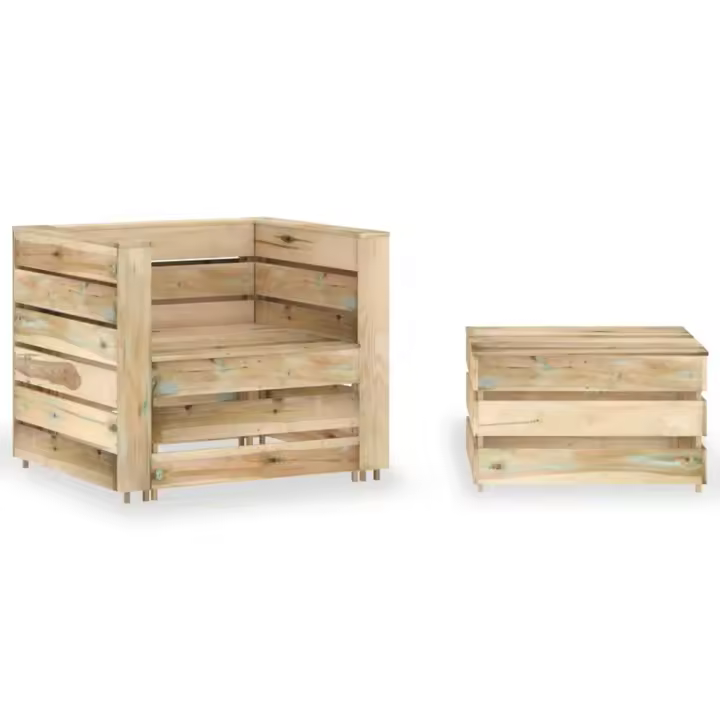 Set de muebles de palés jardín 2 piezas madera pino impregnada - 1