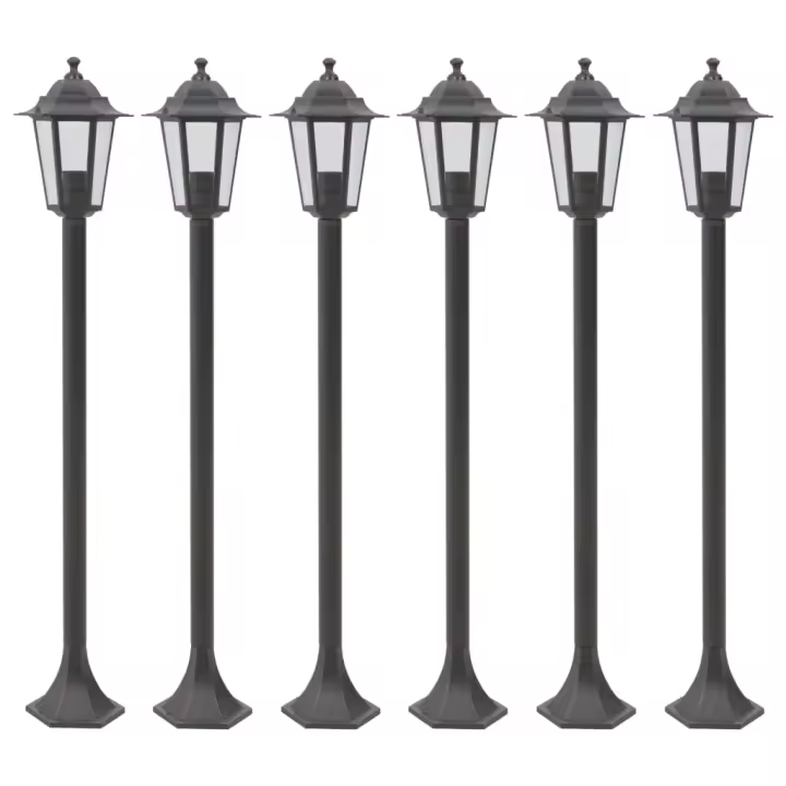 vidaXL Farolas de jardín aluminio bronce E27 110 cm 6 unidades - 1
