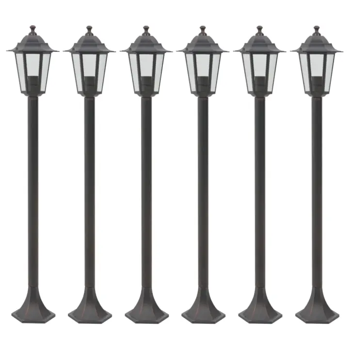 vidaXL Farolas de jardín aluminio bronce E27 110 cm 6 unidades - 1