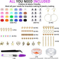 Kit De Joyería DIY Con 6000 Pcs De Bolas De Arcilla Polimérica De 6mm En 24 Colores Con Colgantes Y Cuerdas Elásticas - details 1