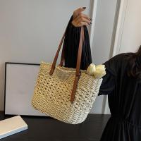 Bolso De Hombro Para Mujer Casual De Rotura Gran Capacidad Tejido De Paja De Verano Bolso De Playa Bolso De Viaje Para Dama - details 7