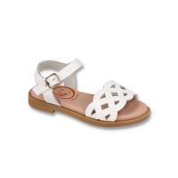 Sandalias de piel para niña en color blanco con planta de gel y cierre hebilla de Lola Canales - details 0