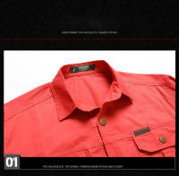 Camisa De Trabajo Para Hombre Casual Larga Con Bolsillos Algodón Puro Primavera Otoño Estilo Casual Cuello En V Tacón Regular - details 15