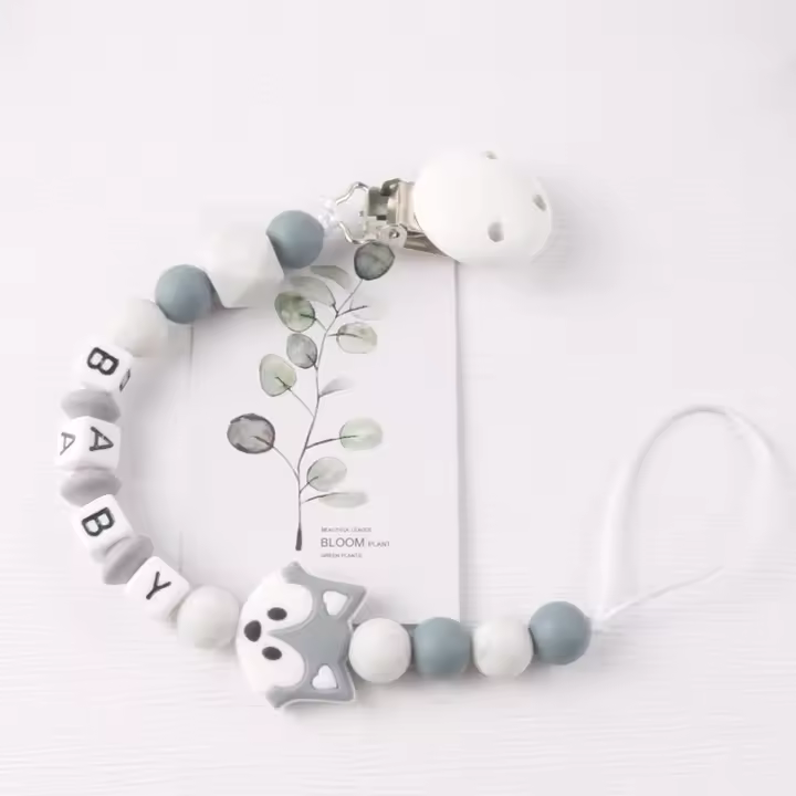 Cadena para chupete de silicona con forma de zorro, muy vendida en INS, cadena anticaída para chupete, cadena de dentición, productos para bebés - 1