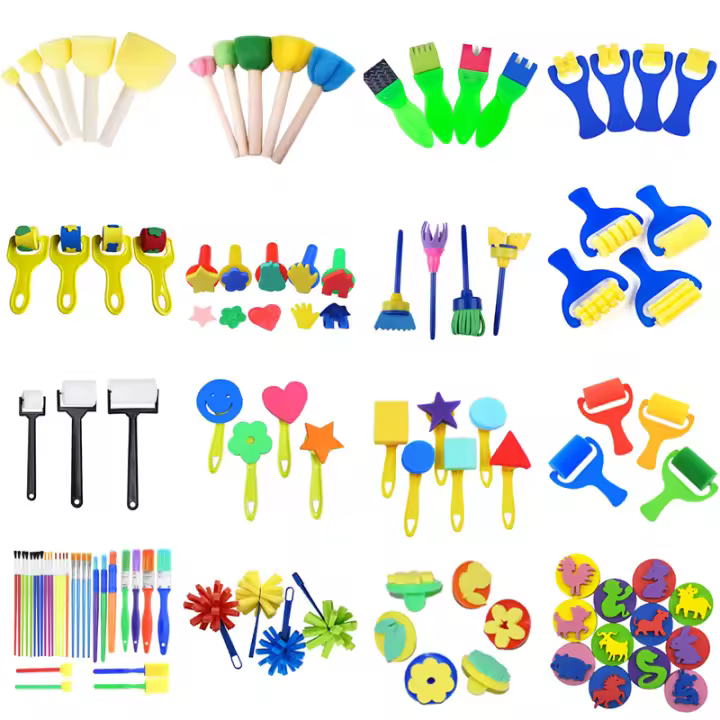 Set De Pinceles Y Esponjas Para Dibujar EVA Stamps Juguete Educativo Para Niños Herramientas De Graffiti Y Puzle DIY Art Supplies - 1