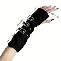 Sudoréfugo De Media Mano Negro Para Mujer Guante De Protección Solar De Antebrazo Decorativo Material De Poliéster Unisex - details 5