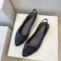 Sandalias De PVC Para Mujer Con Flores Y Cinturón Estilizado Zapatos Casuales De Verano Punta Puntiaguda Comodidad Sin Tacones - details 1