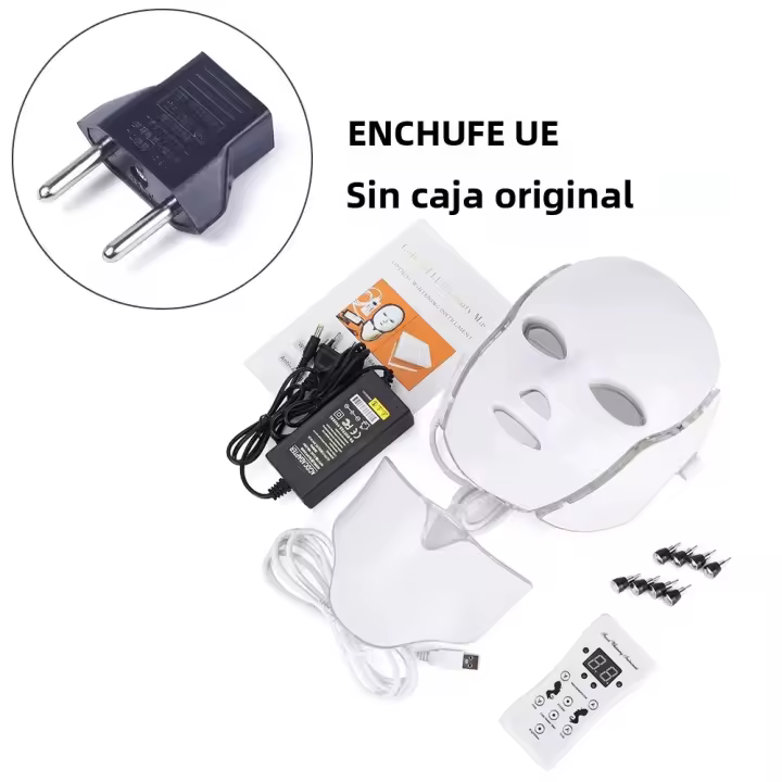 Máscara Facial LED De 7 Colores Con Luz De Cuello Para Rejuvenecimiento De Piel Anti Acné Dispositivo De Belleza Masajeador Levantador Y Firmeza - 1