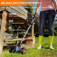 Corta Césped - Desbrozadora a Batería 2 en 1 con 2 Baterías 4.0Ah y Cargador Rápido – Cortabordes Eléctrico Inalámbrico Ligero y Potente 18.000 RPM, Altura y Cabezal Ajustables, con 3 Tipos de Cuchillas para Césped, Maleza y Jardín - details 2