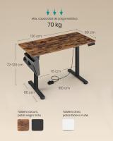Escritorio Eléctrico Regulable en Altura con 4 Alturas de Memoria, Bolsillo de Almacenamiento, Ideal para Oficina en Casa o Estudio, Blanco, Marrón, Negro, 60x120x72-120 cm - details 11