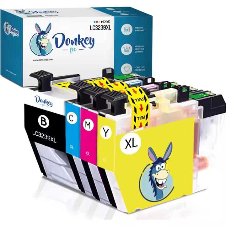 Donkey pc Cartucho de Tinta Compatible LC-3239 XL LC3239XL LC3239BK LC-3239XLBK LC-3239XLC LC-3239XLM LC-3239XLY. Reemplazo para Brother MFC-J5945DW MFC-J6945DW. MFC-J6947DW HL-J6000DW HL-J6100DW - 1