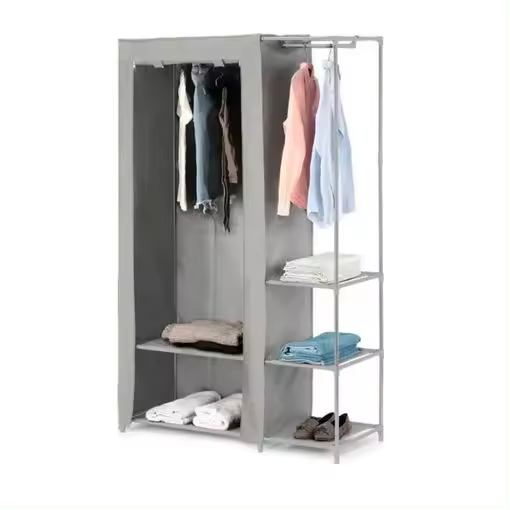 STARLEY-Armario con gran capacidad con tela de tela para dormitorio, fácil de montar, de metal, desmontable estructura metalica de la coleccion TNT 105x43x172cm - 1