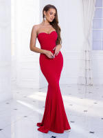 Vestido De Noche Largo Sin Mangas Y Espalda Descubierta Ajustado Hasta El Suelo Para Bodas Y Fiestas De Compromiso Rojo Azul - details 7