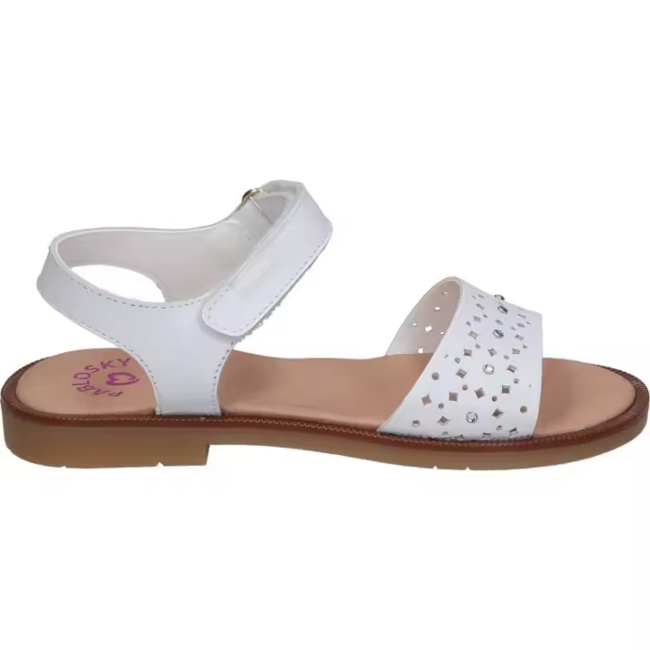 PABLOSKY | Sandalias Pablosky Mary para Niña – Sandalias de Verano en Color Blanco con Detalles de Flores – Sandalia con Cierre de Velcro – Cómodas y Versátiles – Flexibles – Hechos en España – Alta Calidad – Modelo 438300 - 1
