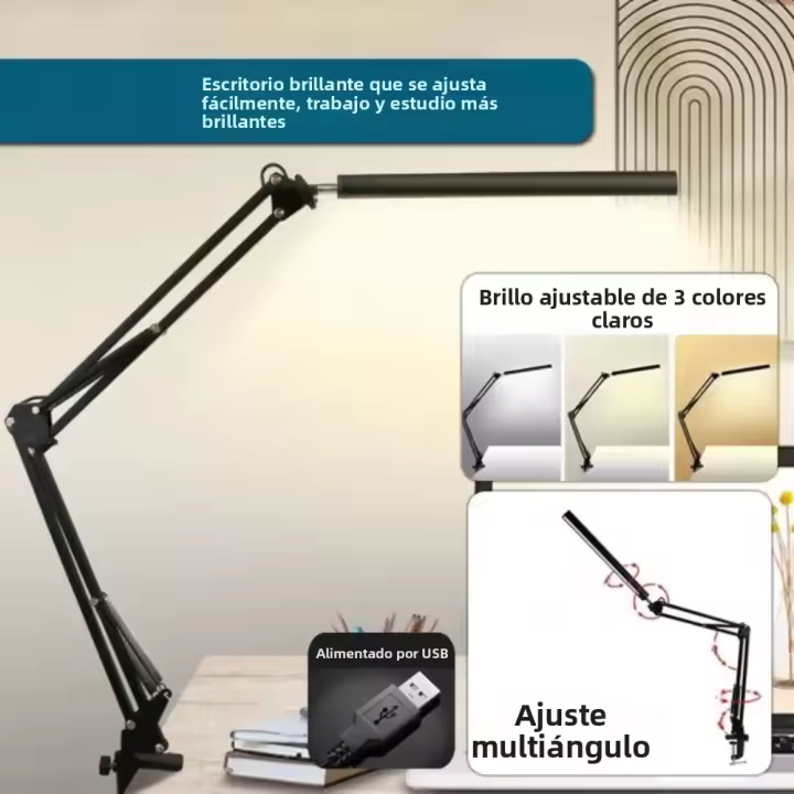 Lámpara De Escritorio LED Flexible Con Clip Rotativo Y 3 Colores De Luz Protección Ocular Para Estudio Oficina Y Dormitorio - 1