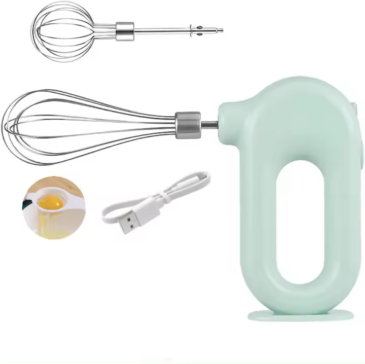 Batidora de mano inalámbrica, minibatidora Eléctrica de mano, 4 velocidades ajustables, Carga USB, 1500 mAh (verde) - 1