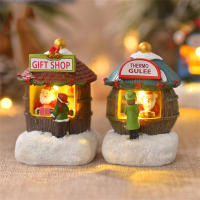 Adornos De Navidad Resina Casa LED Decoración De Árbol De Navidad Juguete Para Niños Esqueleto De Hombre Y Santa Claus Microlandscape - details 4