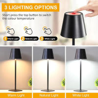 Lámpara De Escritorio Recargable LED Con Interruptor Táctil 3 Colores Ajustable Para Decoración De Dormitorio Sala De Estar Barra De Comida Iluminación - details 12