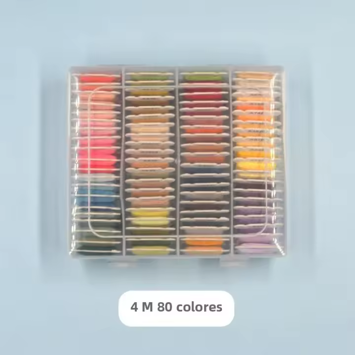 Hilo De Bordado De Poliéster Y Algodón Multicolor Práctico Para Bordado a Mano Empaque En Caja Herramienta Textil Para Adultos - 1