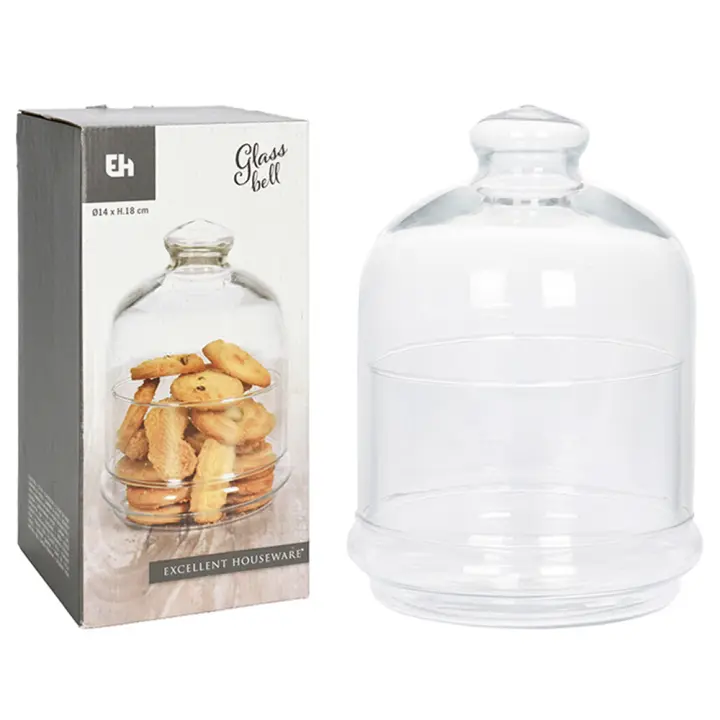 Excellent Campana de Cristal Bote Galletas Vidrio 14x18 Excelente - 1