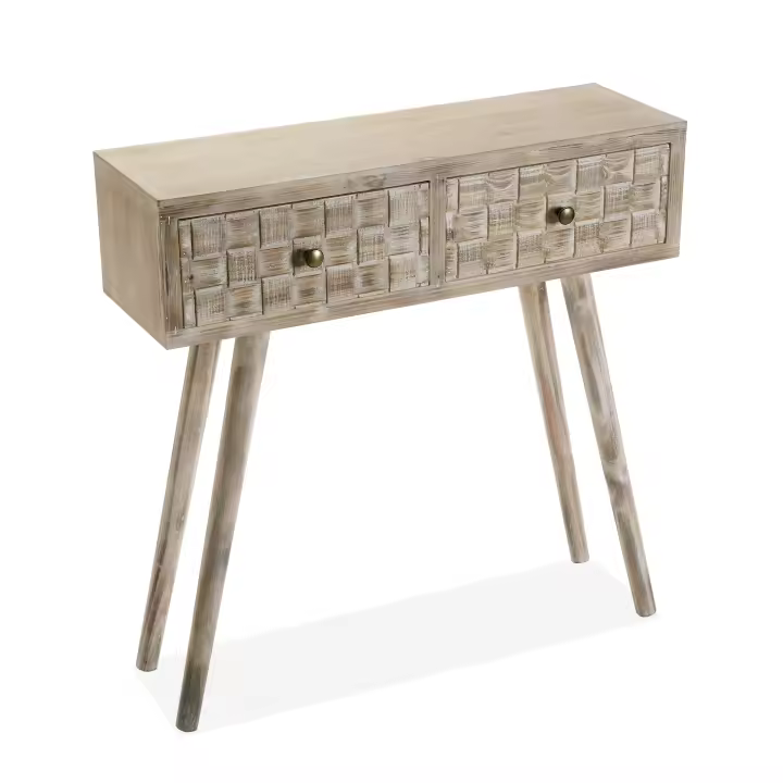 Versa Anish Mueble Recibidor Estrecho para la Entrada o el Pasillo, Mesa Consola, con 2 cajones, Medidas (Al x L x An) 81,5 x 25 x 80 cm, Madera, Color Marrón y gris - 1