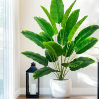 Árbol De Palma Tropical Artificial 84-120cm Hojas De Plátano Falsas Toque Real Strelitzia Plantas De Plástico Para Jardín Y Hogar - details 5