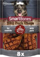 SmartBones® BBQ PORK CHOPS 8 unidades, sin cuero crudo convencen por su combinación irresistible de sabor a barbacoa y sabrosa carne de cerdo y vienen en un producto masticable con forma de auténtica chuleta. - details 0