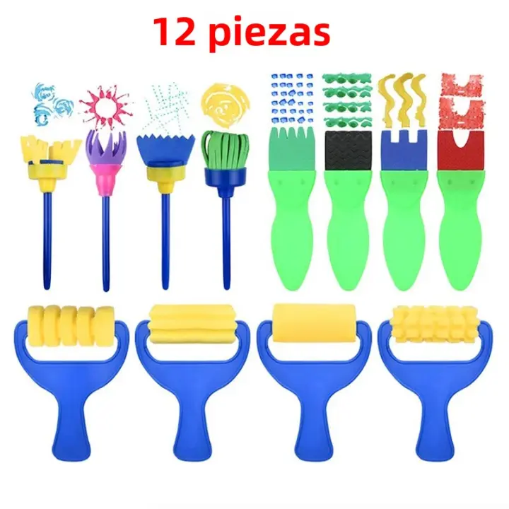 Set De Pinceles Y Esponjas Para Pintura Juguete Educativo Para Niños Dibujo Con Estampadores Y Herramientas De Graffiti Para Juego DIY Unisex - 1