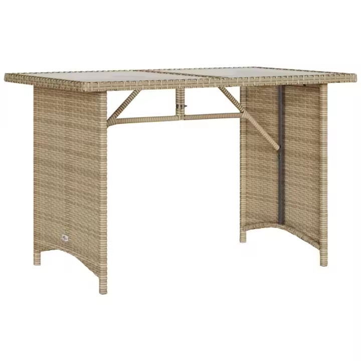 Mesa de Jardín superficie De Vidrio traquetón PE beige 110x68x70 cm - 1