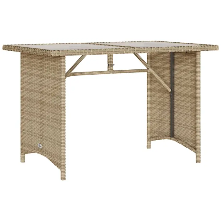 Mesa de Jardín superficie De Vidrio traquetón PE beige 110x68x70 cm - 1