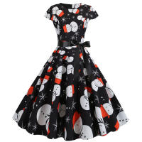 Vestido Midi Vintage Elegante Para Fiesta De Navidad Mujer Con Cintura Alta Manga Corta Vestido De Promoción Jurk Robe - details 32