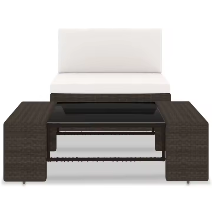 vidaXL Juego de muebles de jardín 2 piezas ratán sintético Negro, Marrón, Gris Conjunto Terraza Muebles Jardín Exterior Juego de Muebles de jardín Mueble Jardín Exterior Muebles de Salon Exterior - 1