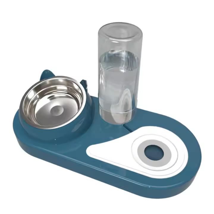 Tazón Doble Para Gatos Con Soporte Antideslizante Transparente Tazón De Agua Para Perros Y Gatos Alimentador De Animales - 1