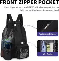Mochilas Cuerdas Mujer Hombre: Bolsa Cordón Gimnasio Impermeable de Nylon with Cremallera Exterior, Mochila Gym Salida para Deportes Vacaciones Viaje Playa - details 3