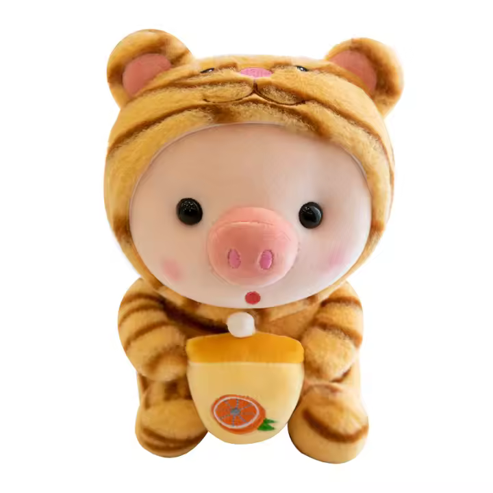 Muñeco De Peluche Creativo En Forma De Cerdo Para Té De Leche Regalo De Cumpleaños Para Niñas Juguetes De Peluche De Cerdo Para Niños - 1