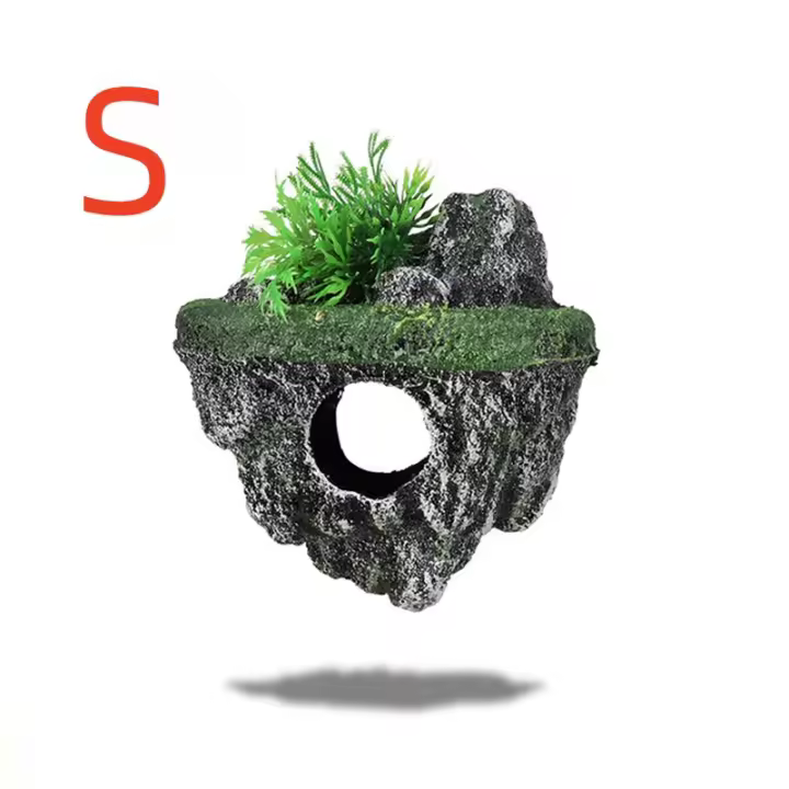 Decoración Creativa Para Acuario Piedra Flotante Isla Flotante Plantas Simuladas Cavernas Adornos Accesorios De Acuario Resina - 1