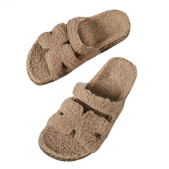 Mocasines De Casa Para Mujer Otoño Invierno Con Suela De Goma Suave Y Amigable Con La Piel De Peluche Redonda Abierta Al Aire Moda Exterior Mocasines Con Correas Ampliadas Ajustables Sandalias De Verano Para El Hogar