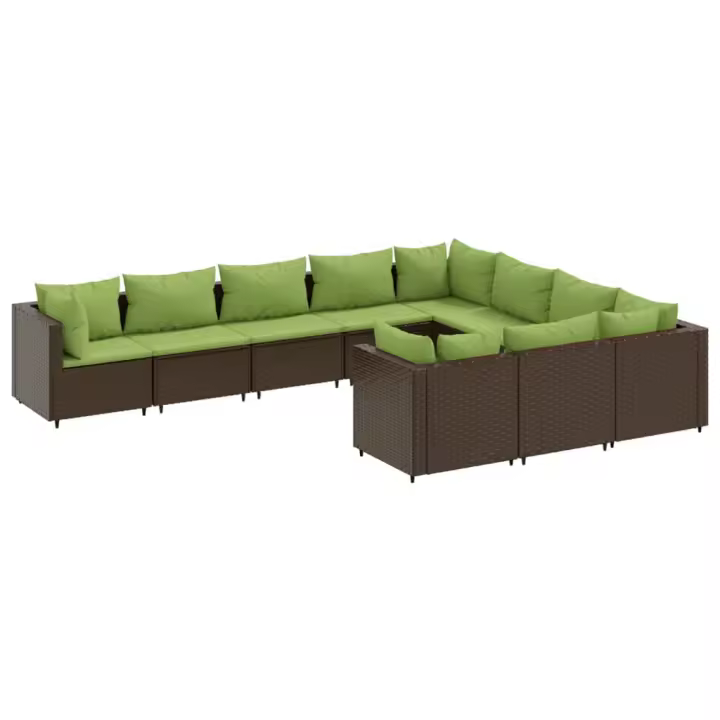 vidaXL Set de sofás de jardín 10 pzas y cojines ratán sintético marrón - 1