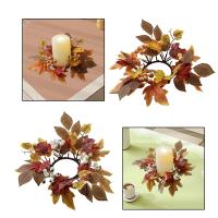 Corona De Vela De Hojas De Arce Para Puerta Delantero Adorno De Navidad Para Fiesta De Acción De Gracias Y Hogar Decoración De Otoño - details 1