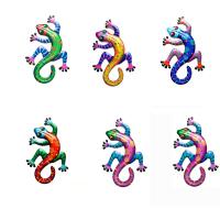 Adornos De Parede De Geckos De Hierro Arte Metalico Pequeño Lurdo Esculturas De Exterior Para Jardin Hogar Decoración Animal - details 0