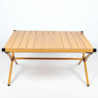 Mesa plegable regulable en altura Aktive para camping estilo Glamping, medidas 88,5x70,5x43cm. - details 1
