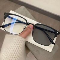 Gafas De Computadora Para Hombres Y Mujeres Con Lente Anti-Radiación Y Fotoquímica Cuadradas De Metal Reemplazables Para Bloquear Luz Azul - details 2