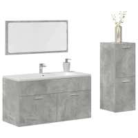 vidaXL Set muebles de baño 2 piezas madera contrachapada en color Gris hormigón/Roble Sonoma | almacenamiento funcional diseño moderno para baño dormitorio sala - details 0