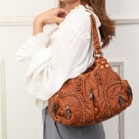 Bolso De Hombro Vintage Yogodlns Para Mujer En Cuero PU Suave Gran Capacidad Bolso De Mano Moda Con Manija De Color Stitching - details 9