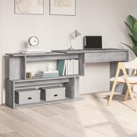 vidaXL Escritorio de esquina madera contrachapada 200x50x76 cm en color Blanco/Blanco brillante/Gris hormigón y más | estructura resistente ideal para salón dormitorio o estudio - details 3