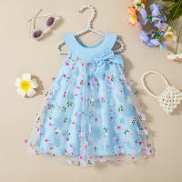 Vestido De Princesa Sin Mangas Para Bebés Niñas Con Flores En Malla Para El Verano 0-3 Años Vestido Lindo Y Cutes Para Niñas - details 3