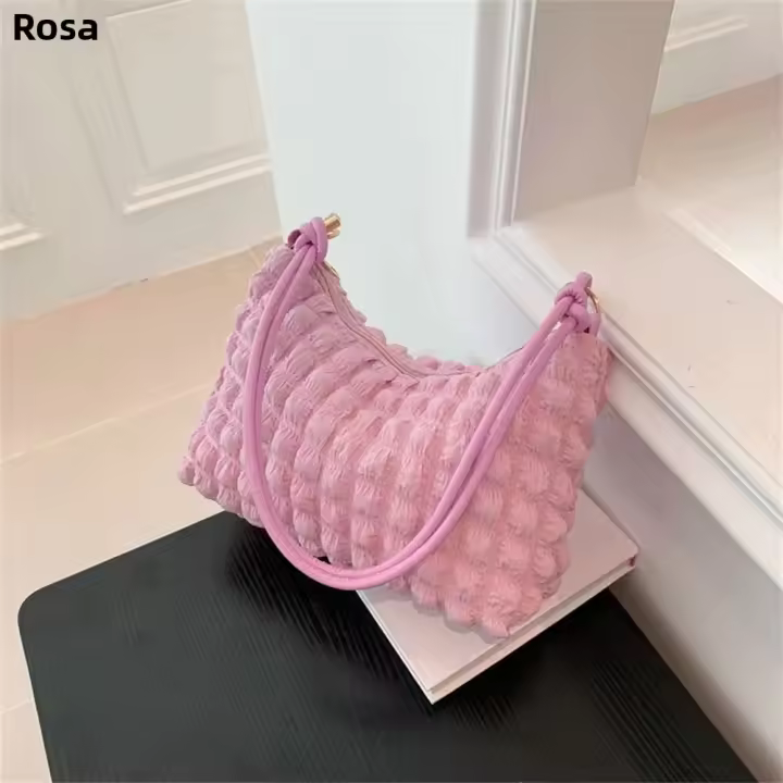 Bolso De Hombro Para Mujer Y Niñas De Gran Capacidad En Color Sólido Bolso De Mano Trendy Casual Bolso De Bajo Del Brazo - 1