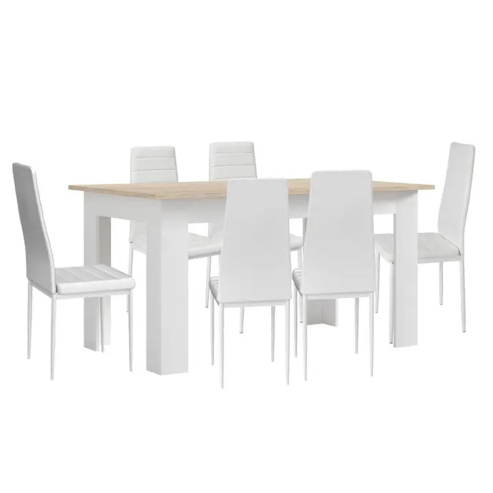 Pack Mesa de Comedor o Cocina + 6 Sillas en Polipiel/metal     Saldos y Stocks - 1